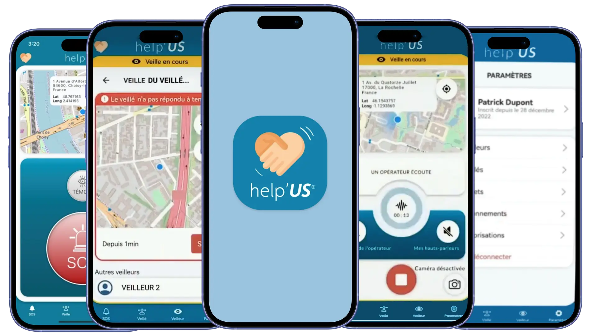 Mockup de l’app help’US ® avec plusieurs visuels